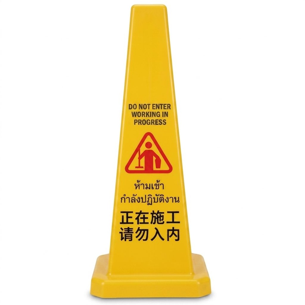ป้ายเตือน ห้ามเข้า กำลังปฎิบัติงาน ทรงกรวย สีเหลือง รุ่น PQS-RS7X PROTX