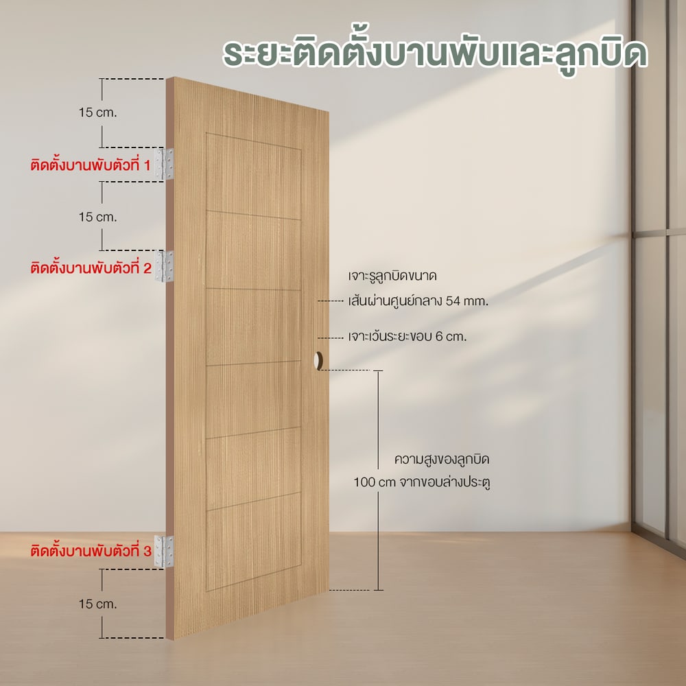 HOLZTUR ประตูปิดผิวพีวีซี บานทึบทำร่อง PVC-P30-1 80x200ซม. BROWN OAK