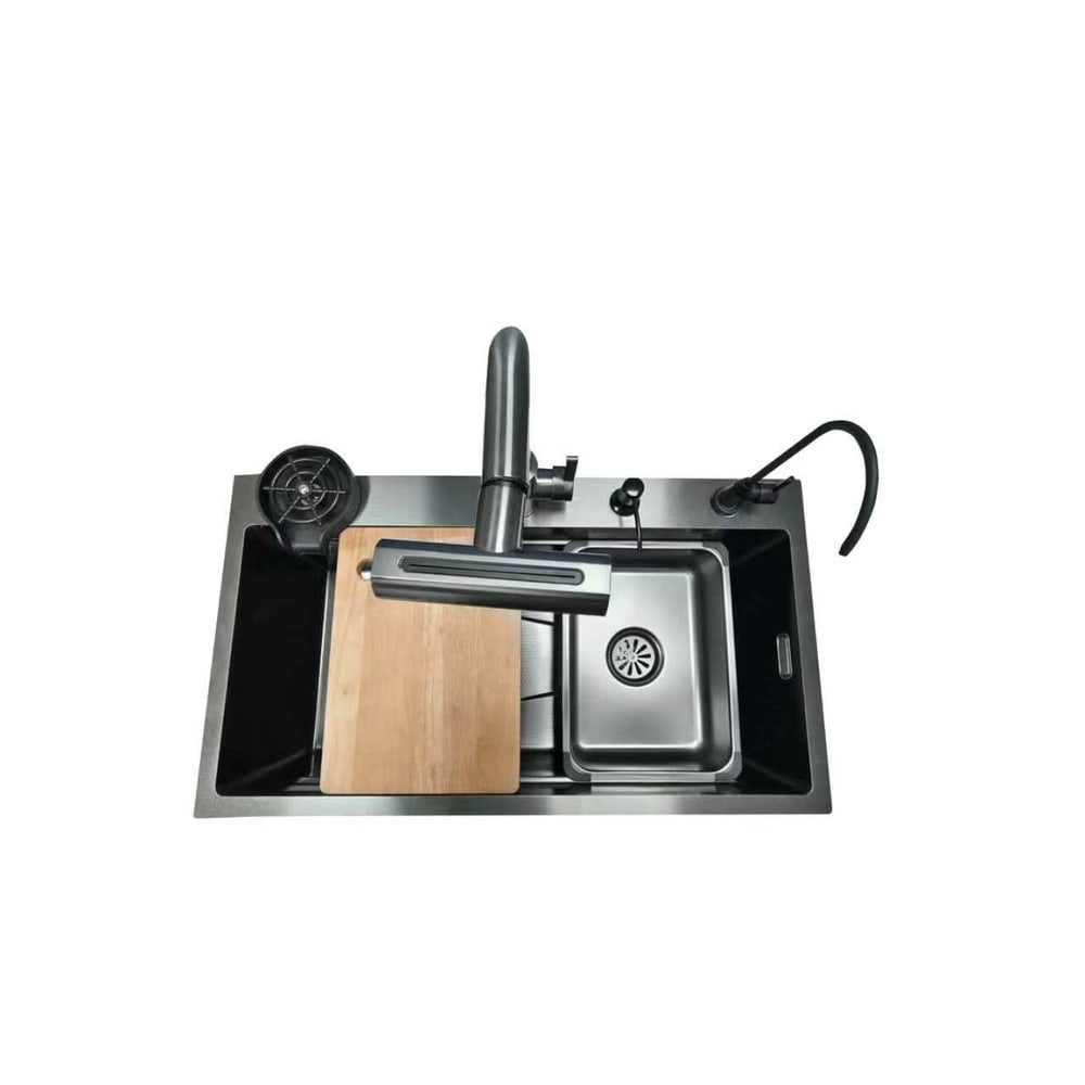 KOCH KITCHEN อ่างล้างจานฝังบน 1 หลุมไม่มีที่พัก 304SS 80X45X22 ซม. GENTLE สีดำ