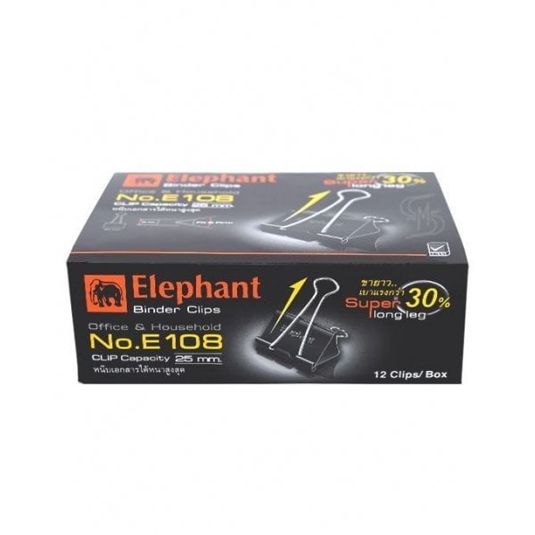 Elephant คลิปหนีบดำ ขนาด 50มม. รุ่น E108 (1x12)