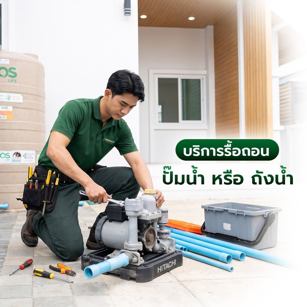 ค่าบริการรื้อถอนปั้มน้ำหรือถังน้ำ
