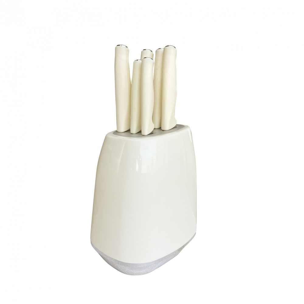 KOSCH ชุดมีดพร้อมที่เสียบ (7 ชิ้น/ชุด) LUMA สีครีม