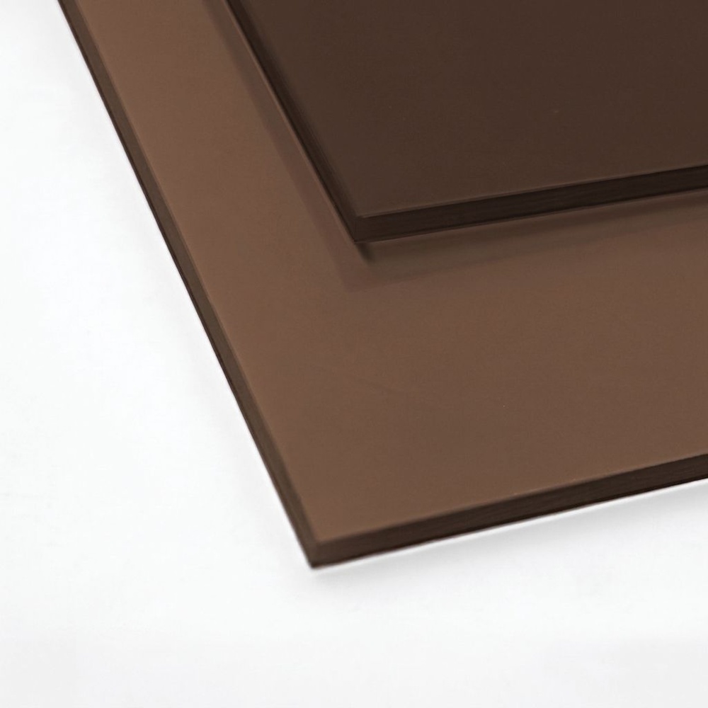 WELLINGTAN แผ่นโพลีคาร์บอเนตแผ่นตันผิวเรียบ 3 มม. ขนาด 1220x2440 มม. สีชา