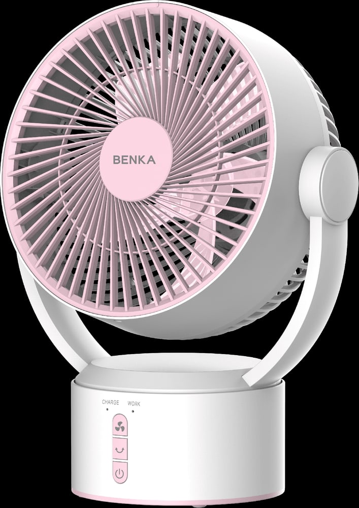 BENKA พัดลมตั้งโต๊ะชาร์จไฟแบบพกพา ขนาด 9 นิ้ว รุ่น KN-L2829 สีชมพู