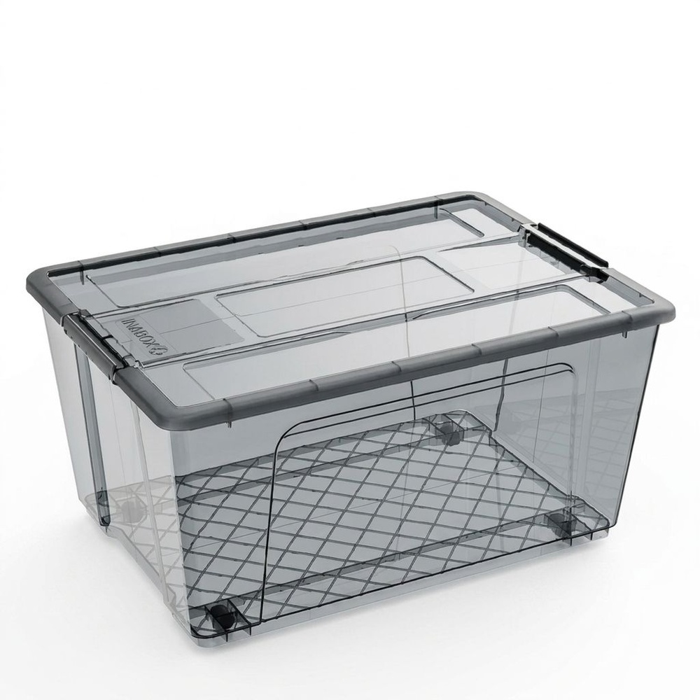 INABOX กล่องเก็บของอเนกประสงค์ 80L มีล้อ รุ่น Eday-N80674BK ขนาด 46x65x35.6 cm. สีใส