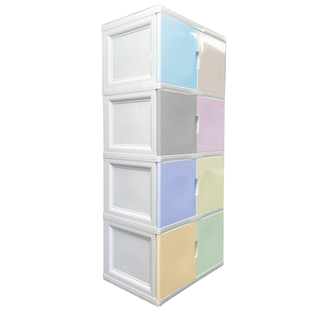 GOME ตู้พลาสติกบานเปืดคู่ 4 ชั้น 70x50x161ซม. รุ่น Colorvid 4/W5-MIX สีพาสเทล