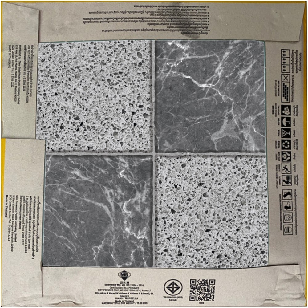 Marbella 40X40 ซม. กระเบื้องปูพื้น รุ่น หินมั่งมี เทา (MB) (6P) Matt A
