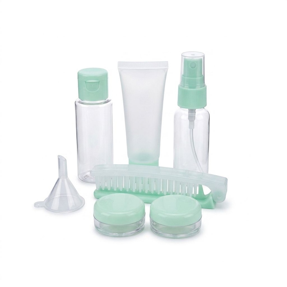 USUPSO ชุดขวดเปล่าสำหรับพกพา 7 ชิ้น สีเขียว