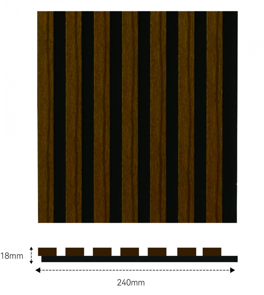 GREAT WOOD แผ่นระแนงอะคูสติก PVC รุ่นJF401-XG-2 ขนาด 300x18x2400mm.สีWalnut Brown