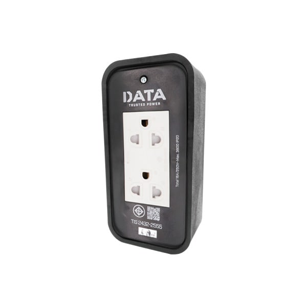 DATA บล็อคยางกันกระแทก 2x4 16A พร้อมปลั๊กกราวน์เต้ารับคู่+สายไฟ IEC53 VCT 3x1.5 sq.mm. 15M. รุ่น HD9 สีดำ