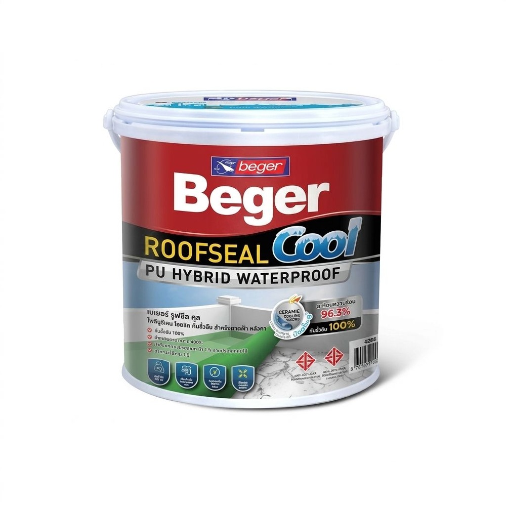 Beger อะคริลิกกันรั่วซึม เบเยอร์รูฟซีลคูล พียูไฮบริด ขนาด 4 กก. สีเขียว #206