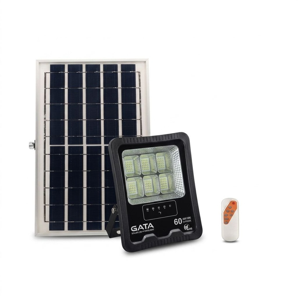 GATA โคมไฟฟลัดไลท์โซล่าเซลล์ LED 60W แสงเดย์ไลท์
