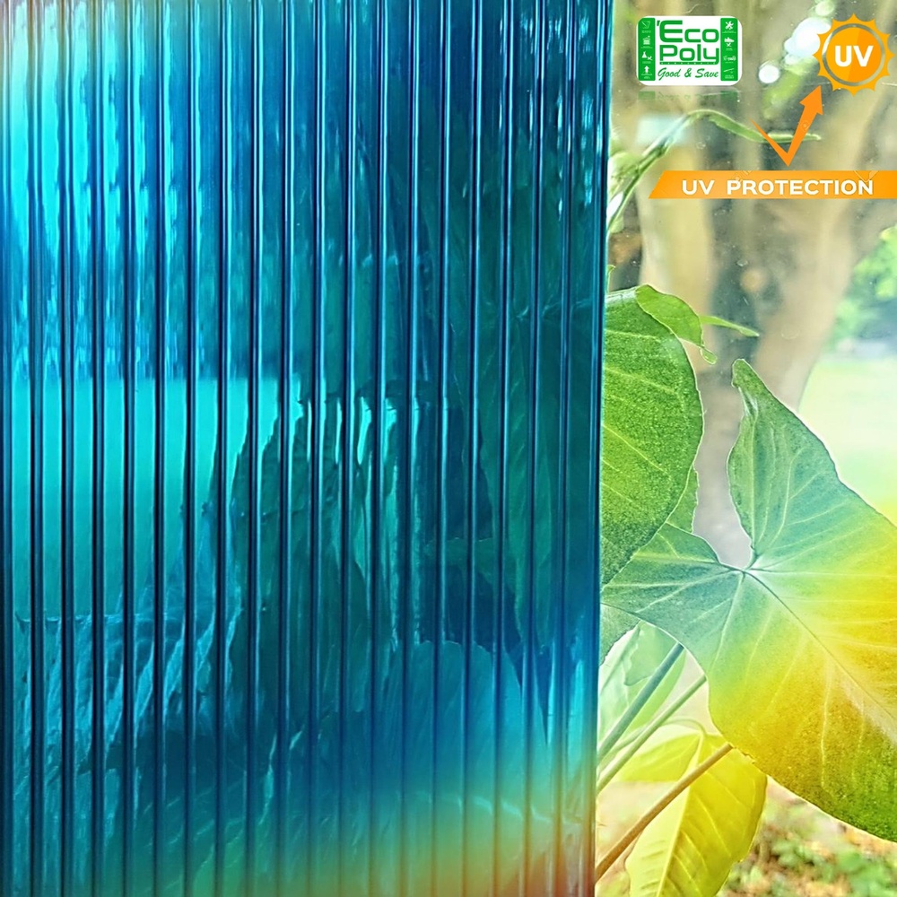 ECOPOLY แผ่นโพลีคาร์บอเนตB หนา 6มม. ขนาด 1.22 x 2.44 เมตร สีฟ้าน้ำทะเล