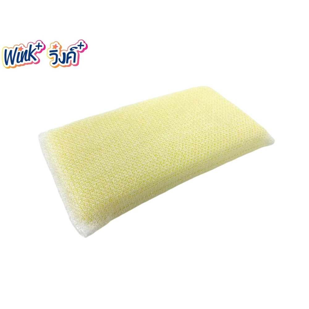 Wink Plus ฟองน้ำล้างจานหุ้มตาข่าย แพ็ค 6 ชิ้น ขนาด 15.5x7 ซม. สีเหลือง