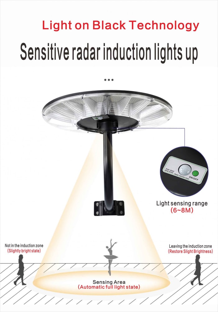 EILON โคมไฟสนาม UFO โซลาร์เซลล์ พร้อมรีโมท 600W รุ่น ETYD-XHD55-600W แสงคูลไวท์ (เฉพาะตัวโคม)