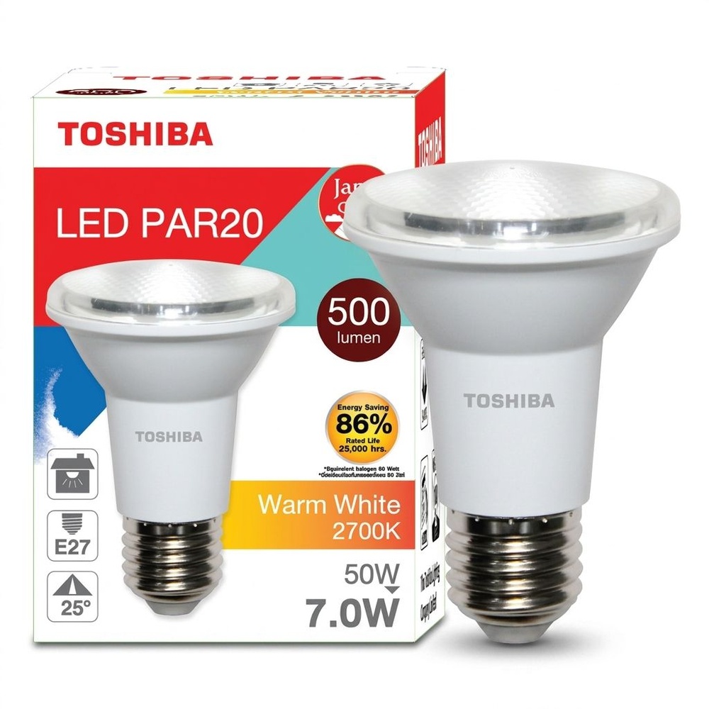 TOSHIBA หลอดไฟ LED E27 PAR20 7 วัตต์ แสงวอร์มไวท์