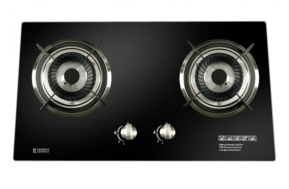 KOCH KITCHEN เตาแก๊สแบบฝังหน้ากระจก 2 หัวเตา NICASIO K-02 สีดำ