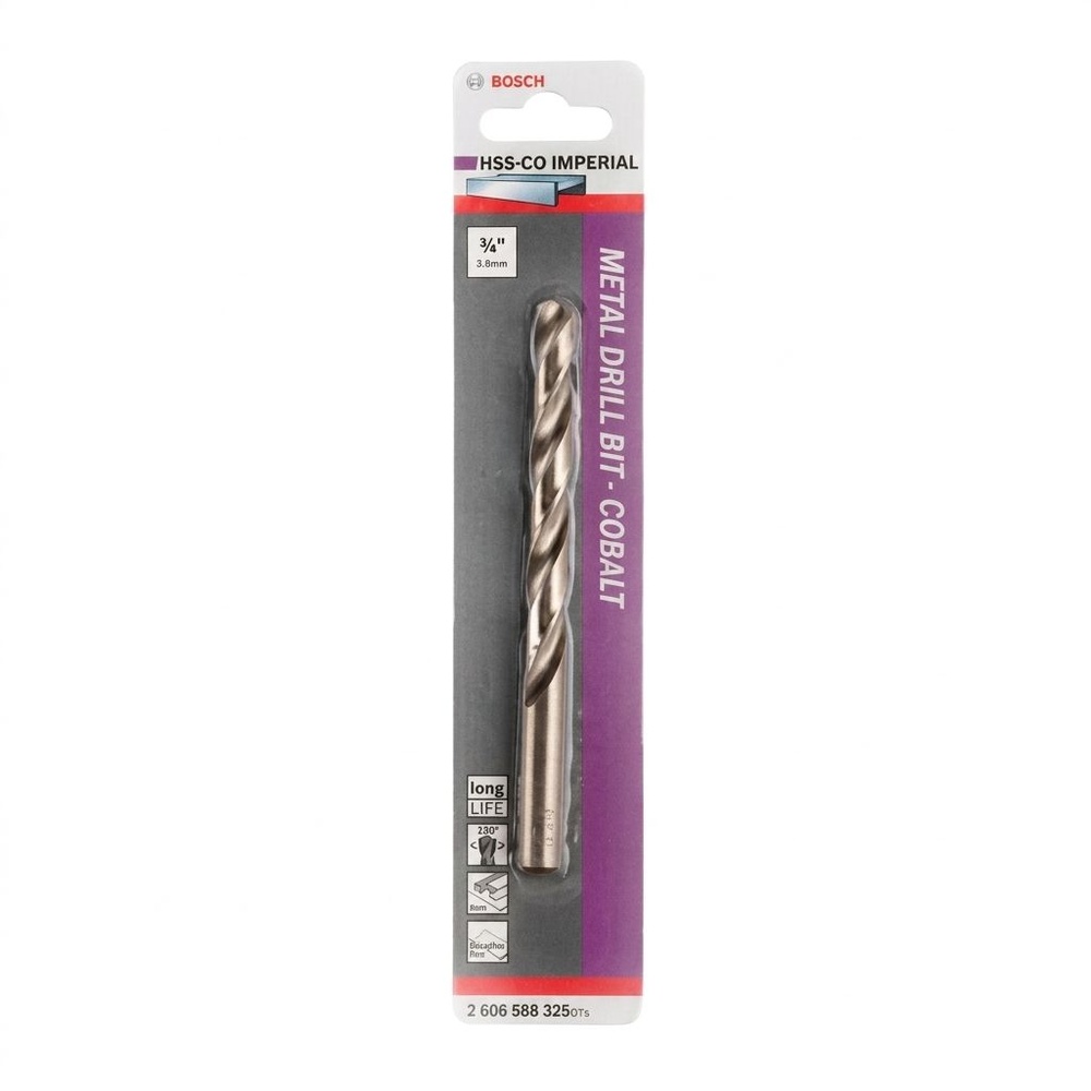 BOSCH ดอกเจาะสแตนเลส HSS-CO 1/4" x 70/102 มม.