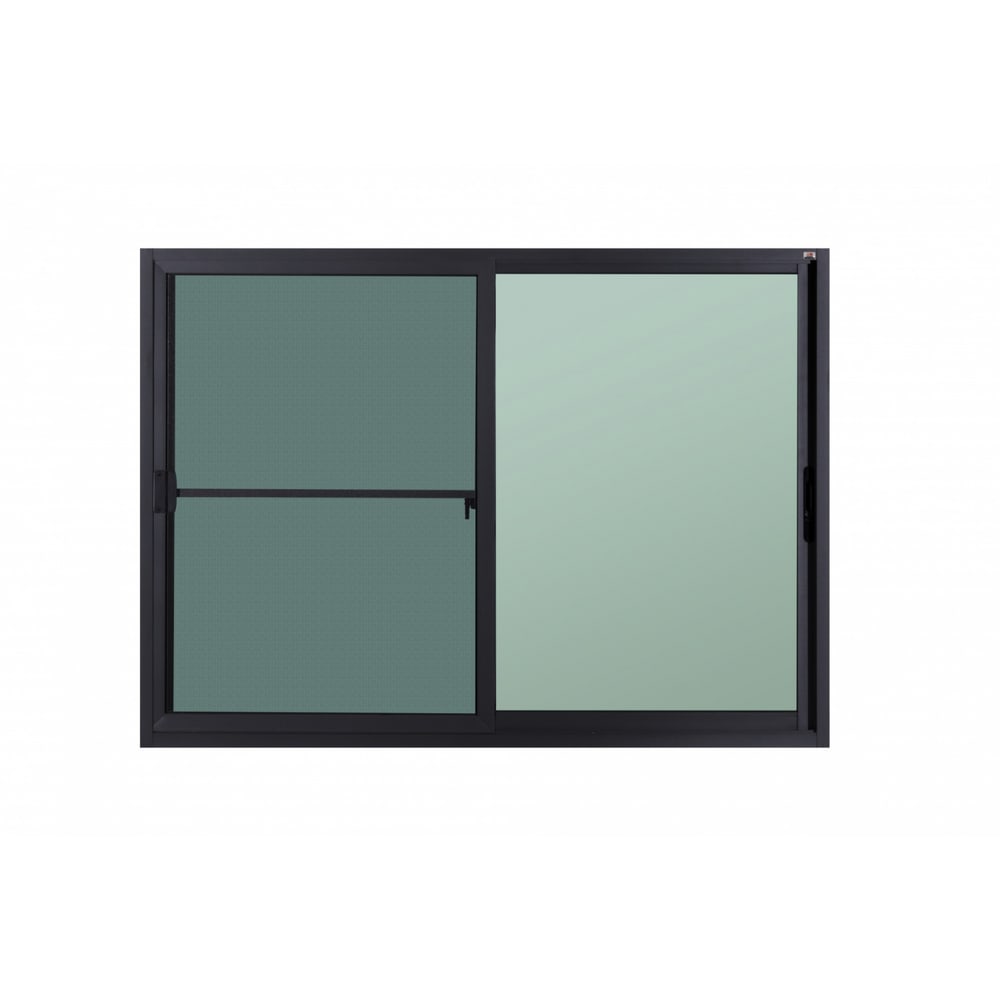 WELLINGTAN (LIKE) หน้าต่างบานเลื่อน 180 x 110 ซม. สีดำ พร้อมมุ้ง