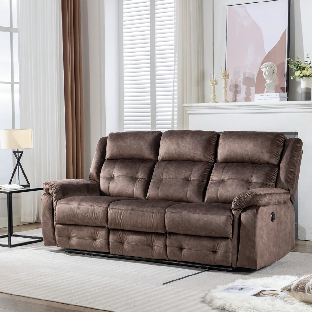 PULITO เก้าอี้พักผ่อนผ้าปรับระดับไฟฟ้า 3 ที่นั่ง รุ่น LINCOLN ขนาด 209x96x101.5 ซม. สีน้ำตาล