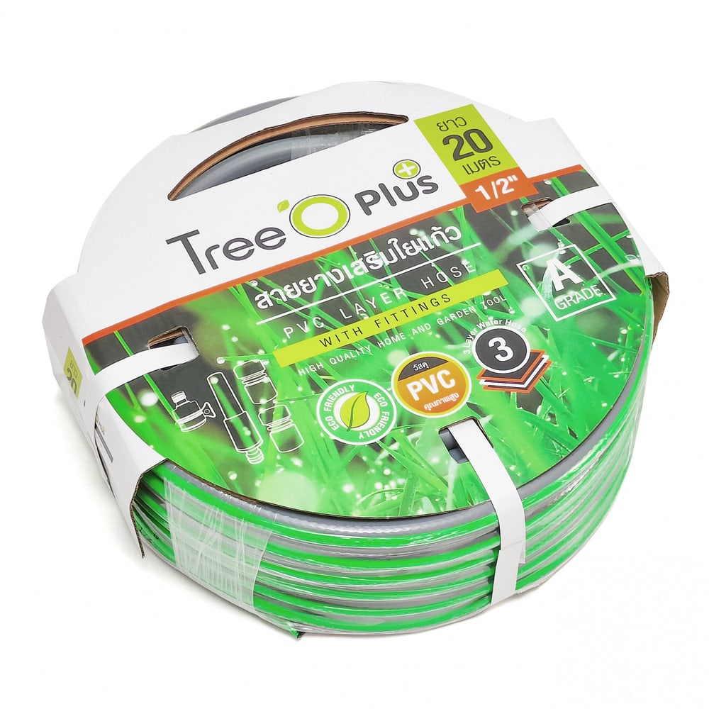 Tree’O สายยาง พีวีซี เสริมใยแก้ว เกรด A พร้อมข้อต่อ ขนาด 1/2"20M. รุ่น PGHF12-20