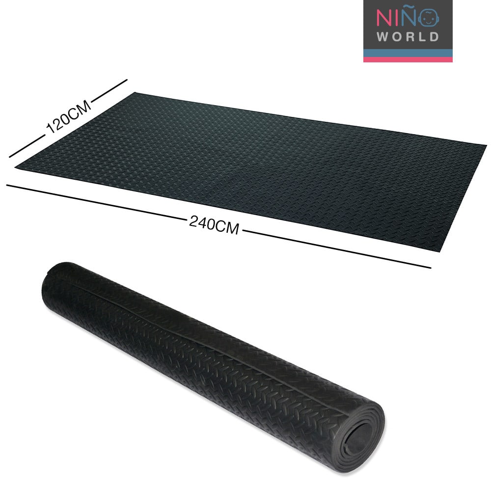 NINO WORLD แผ่นปูพื้น EVA แบบม้วน ลายใบไม้ หน้าเดียว Leafy-PDS002BL ขนาด 120x240x1 cm. สีดำ