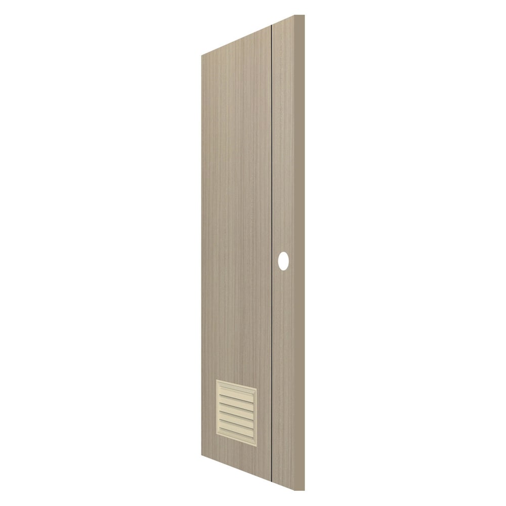 WELLINGTAN ประตู UPVC Profile รุ่น WT2-GL (สำหรับใช้ห้องน้ำภายใน) เซาะร่องเส้นดำ เกล็ดล่าง ขนาด 70x200 ซม. สีเมเปิ้ล (เจาะลูกบิด)