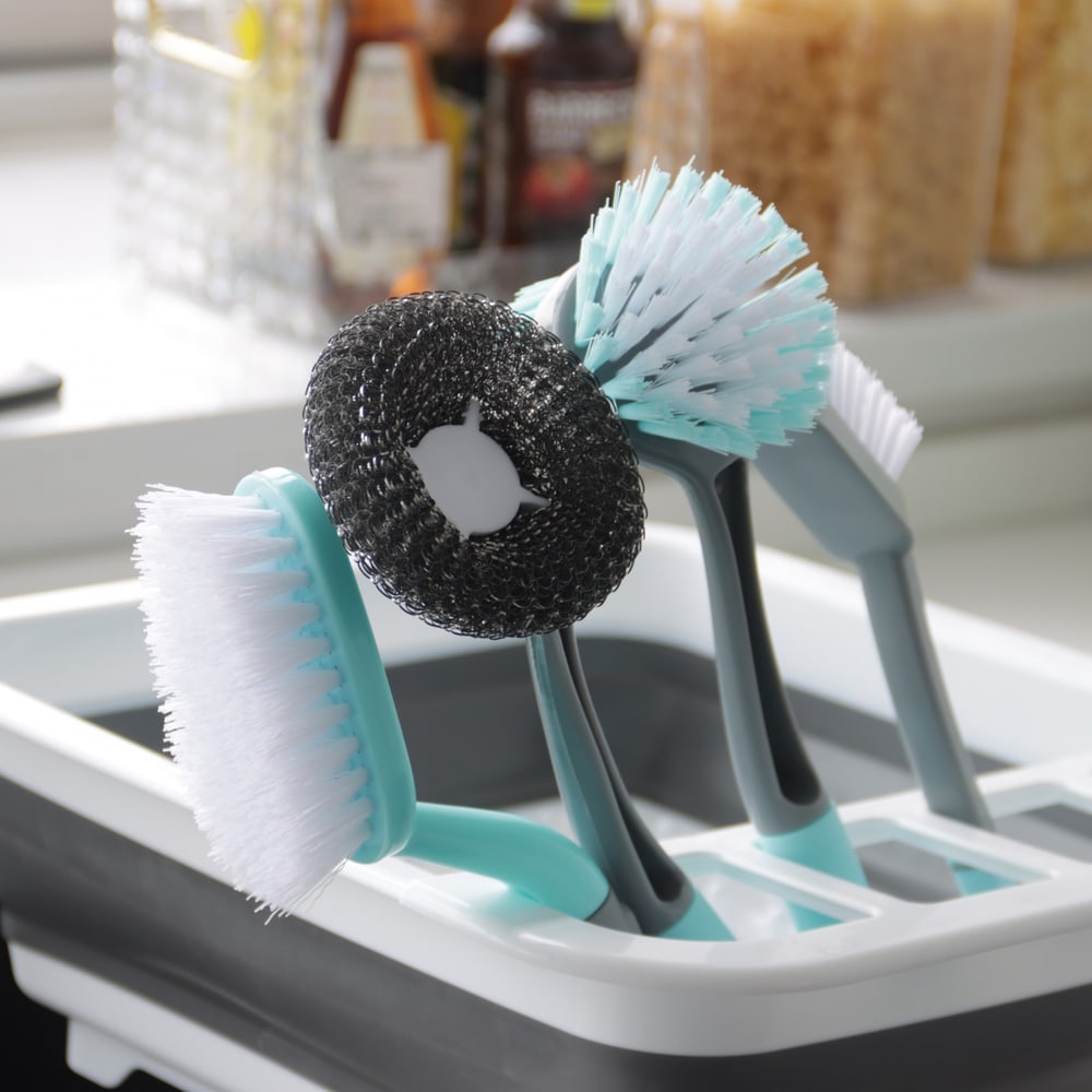 ICLEAN แปรงขัดกะทะ รุ่น GTG56927 ขนาด 7x7x31 ซม. สีเขียว-เทา
