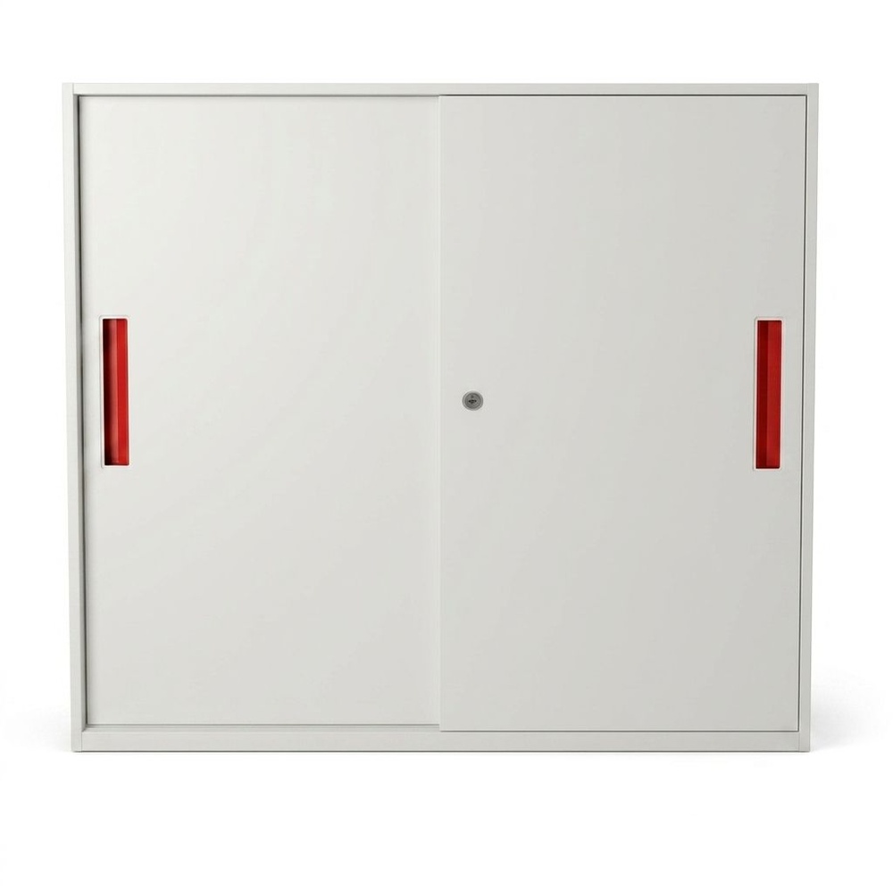 SMITH ตู้เก็บเอกสารแบบทึบบานเลื่อน 90x40x90ซม. BDL16 ขาว-แดง