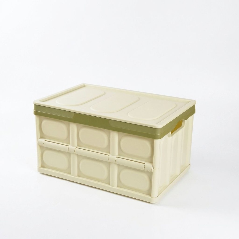 GOME กล่องเก็บของพับเก็บได้ พร้อมฝาปิด 30ลิตร ขนาด 30×43×23 ซม. รุ่น TZ02 สีเขียวอ่อน