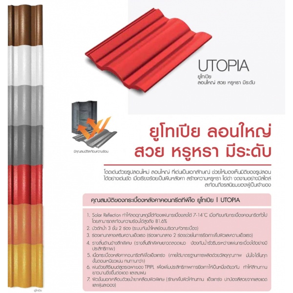 TPI กระเบื้องหลังคาคอนกรีต ยูโทเปีย สีน้ำตาลแทมมารีน