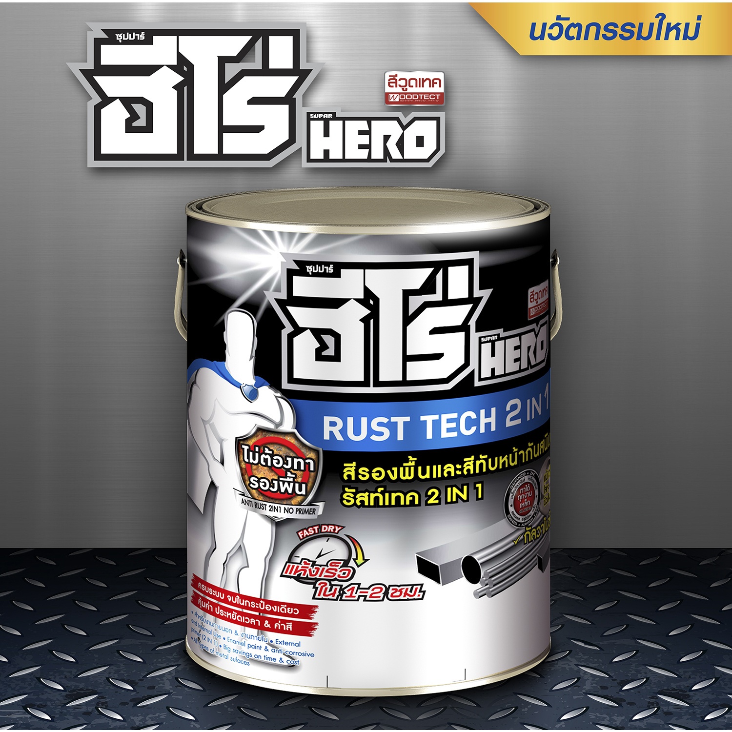 Hero ฮีโร่ รัสท์เทค 2in1 H2-370 ด้าน 1กล. สีน้ำเงิน