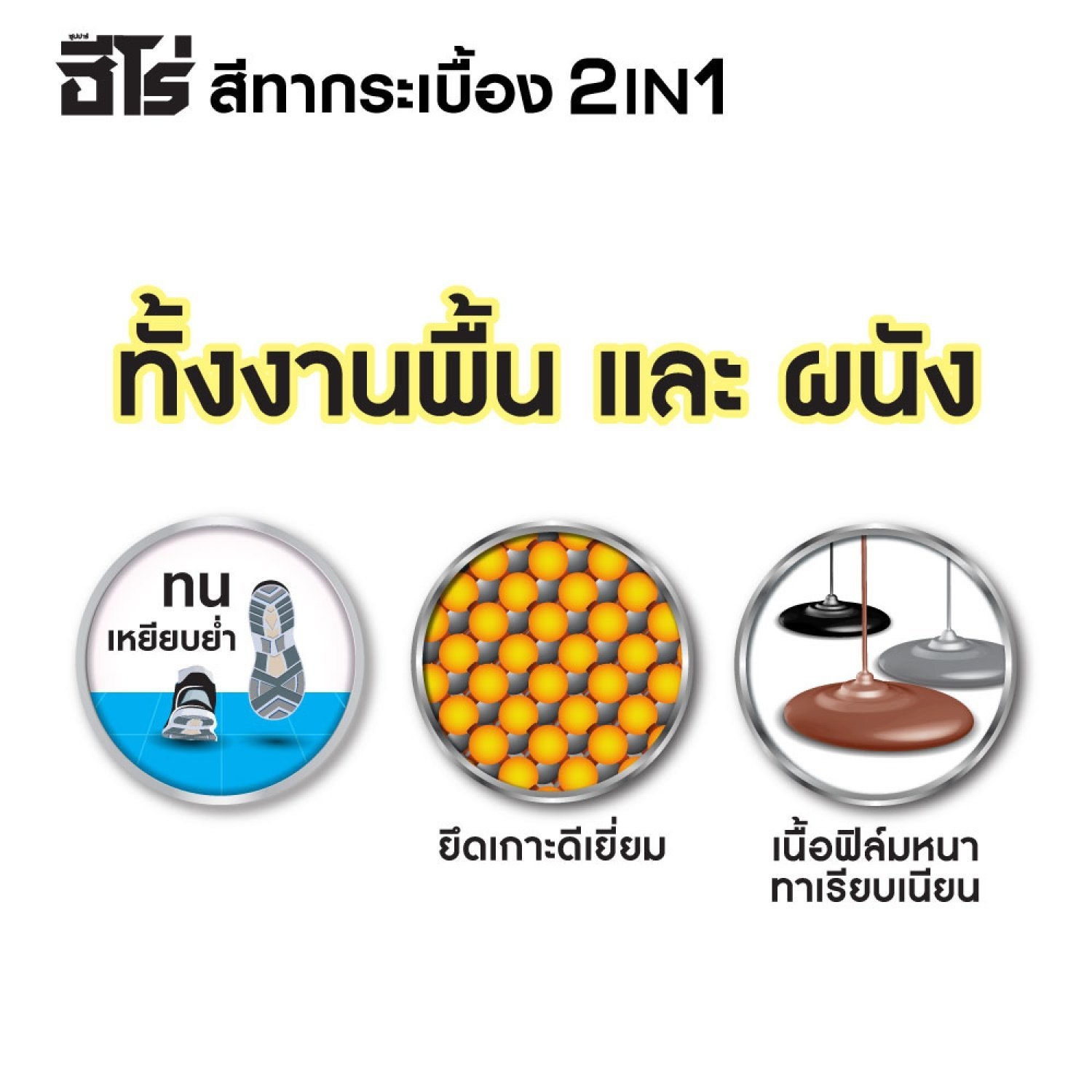 Hero ฮีโร่ สีทากระเบื้อง 2in1 H2-T684 กึ่งเงา-สูตรน้ำมัน 1กป. สีเทาเข้ม