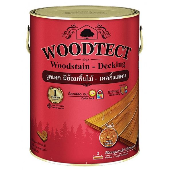 Woodtect วูดเทค เดคกิ้งสเตน WD-504 ด้าน 1กล. สีไม้วอลนัท