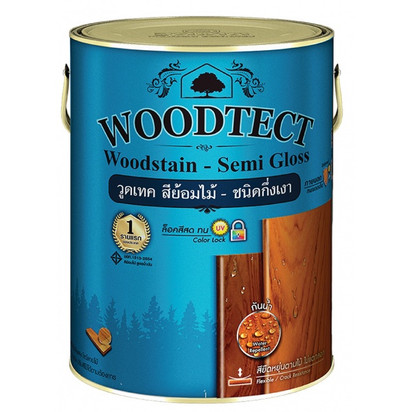 Woodtect วูดเทค วูดสเตน WS-207 กึ่งเงา 1กล. สีไม้ประดู่หลวงพระบาง