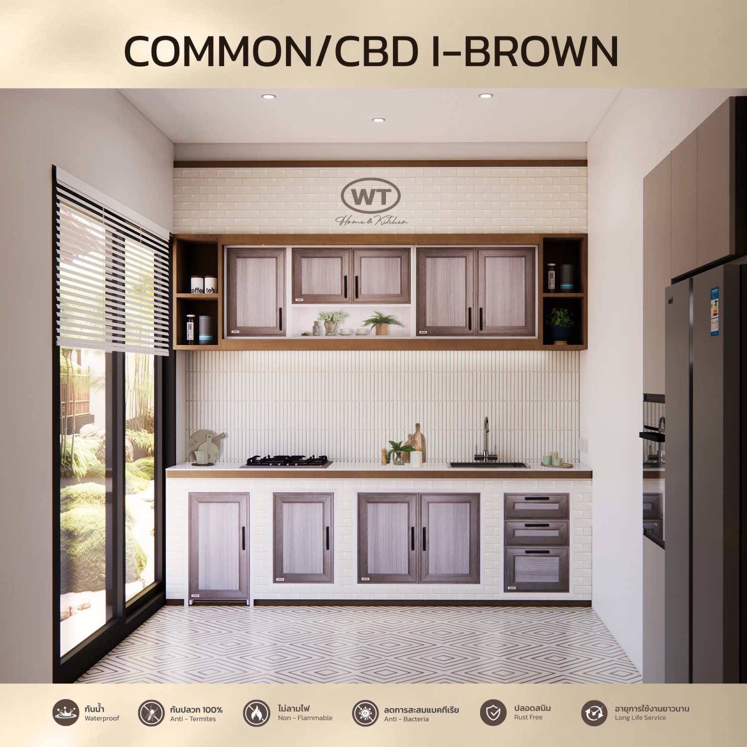 WT ตู้ลอยเข้ามุม CBD ขนาด 77x35x64 ซม. สี I BROWN