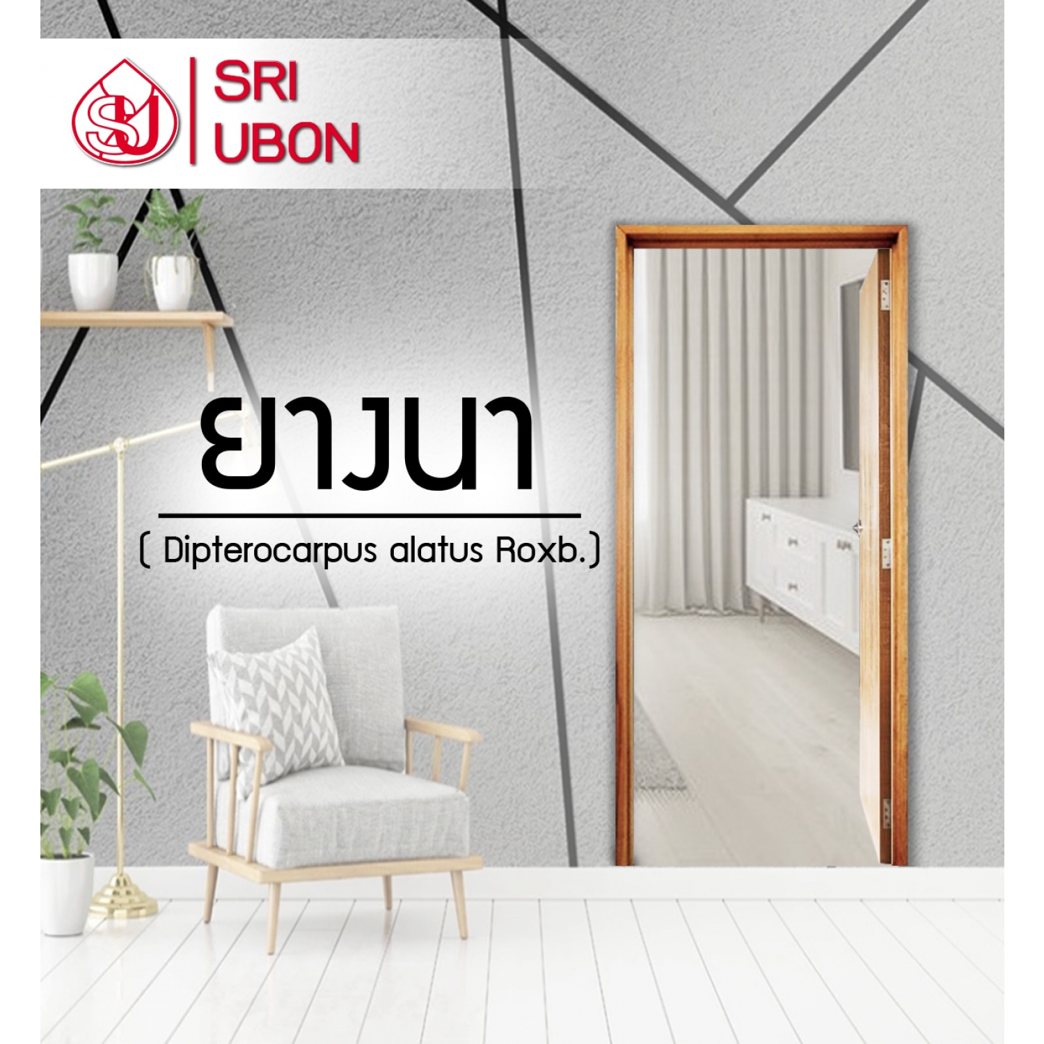 SRI วงกบประตู ไม้ยางนา 80x180 ซม.