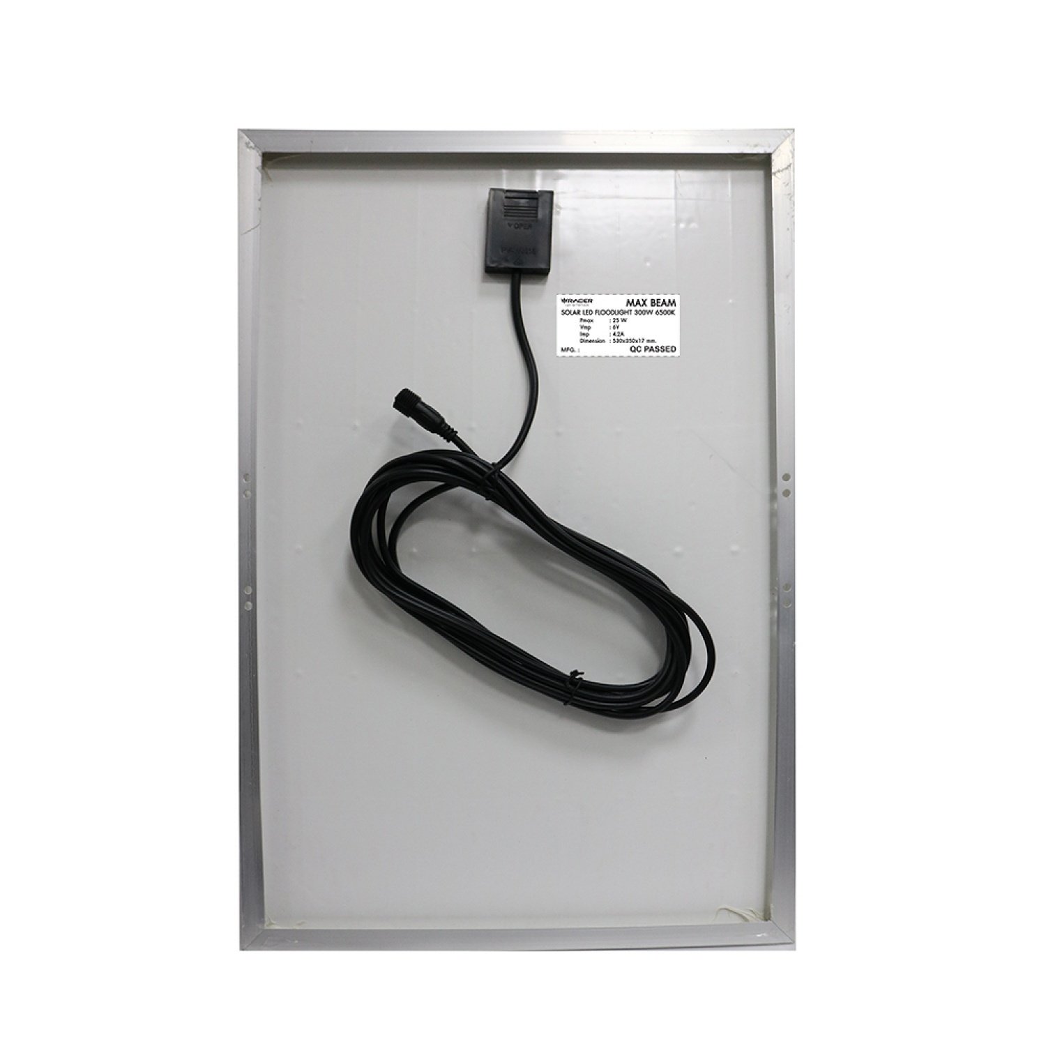 RACER โคมไฟฟลัดไลท์โซล่าร์เซลล์ 300W IP65 รุ่น MAX BEAM 6500K แสงขาว