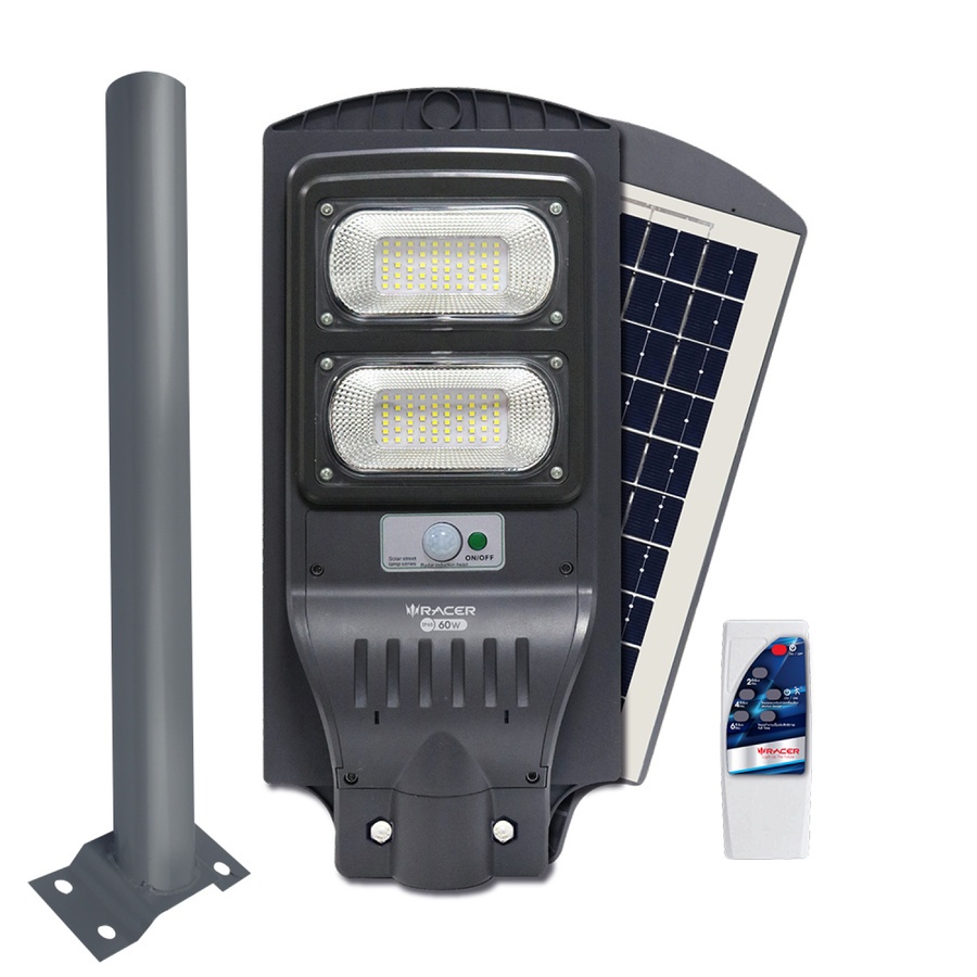 RACER โคมไฟถนนโซลาร์เซลล์ LED 60W DL 6500K รุ่นเอ็กซ์ตร้าไลฟ์ แสงเดย์ไลท์