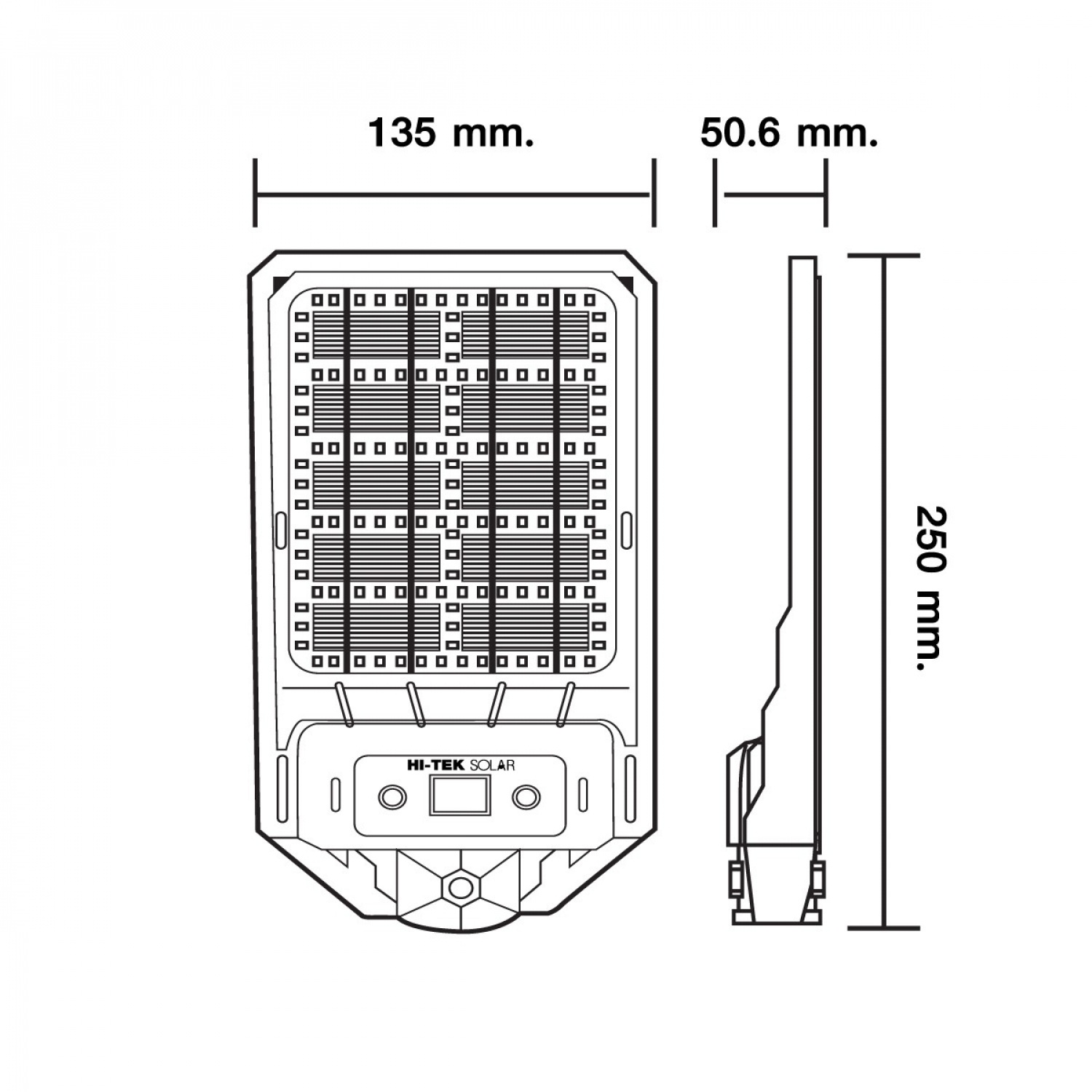 HI-TEK โคมไฟถนนโซล่า LED PHOENIX ชาร์จ 2 ด้าน 60W แสงขาว