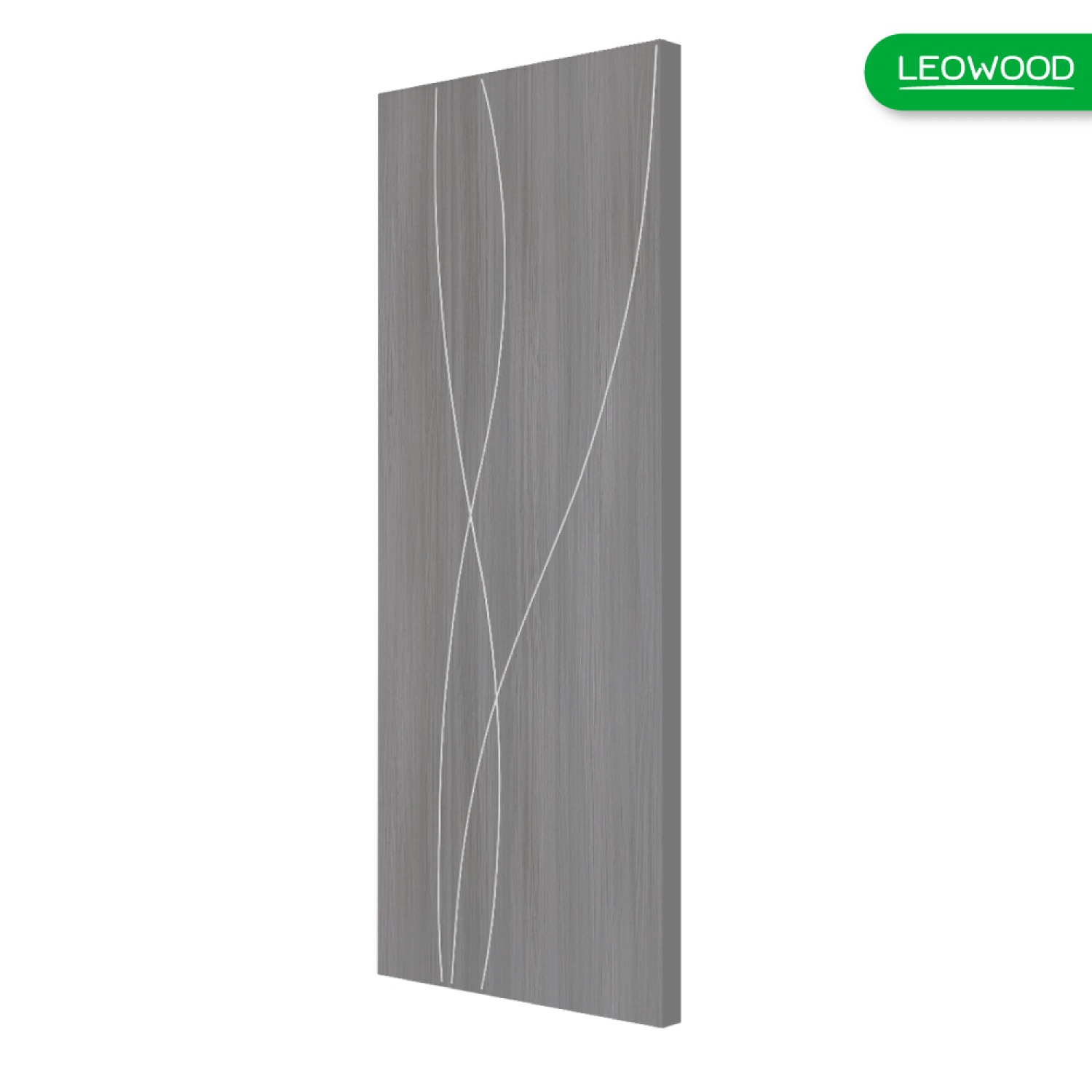 LEOWOOD ประตู UPVC กันน้ำ กันปลวก สี Light Gray ลาย G4 ขนาด 70x200 ซ.ม. (ไม่เจาะ)