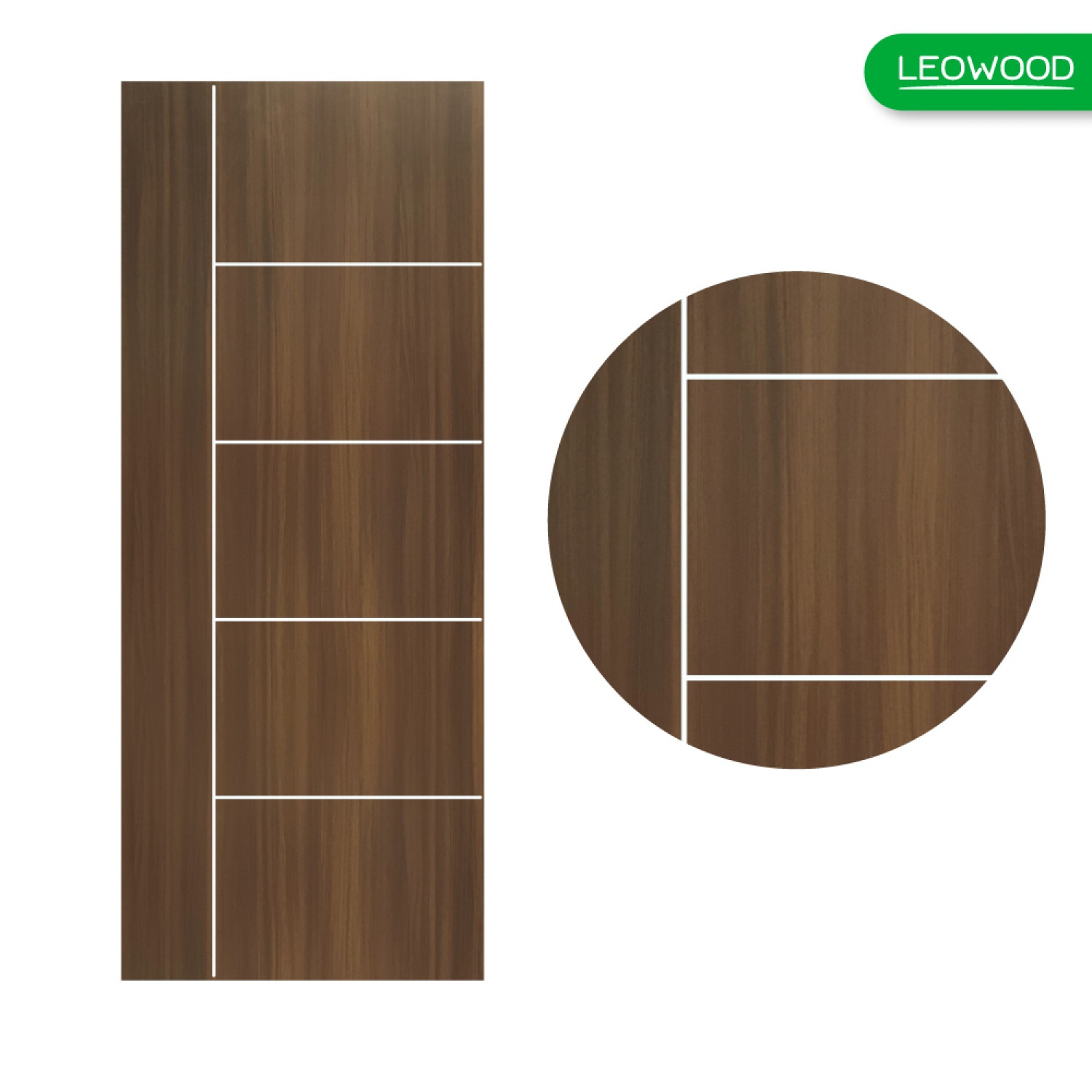 LEOWOOD ประตู UPVC สี Black Teak ลาย 04 ขนาด 80x200 ซ.ม.