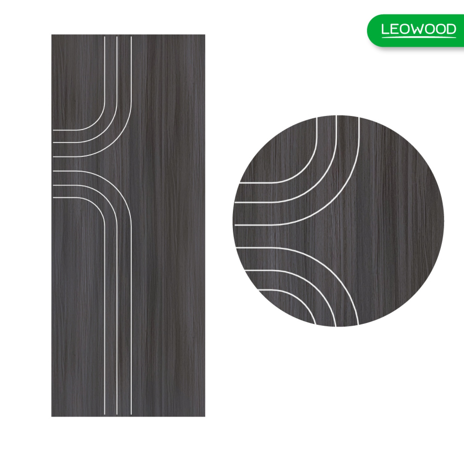 LEOWOODประตู UDoor UPVC ลาย P2 ขนาด 3.5x80x200 ซม. สี Cenerio Oak