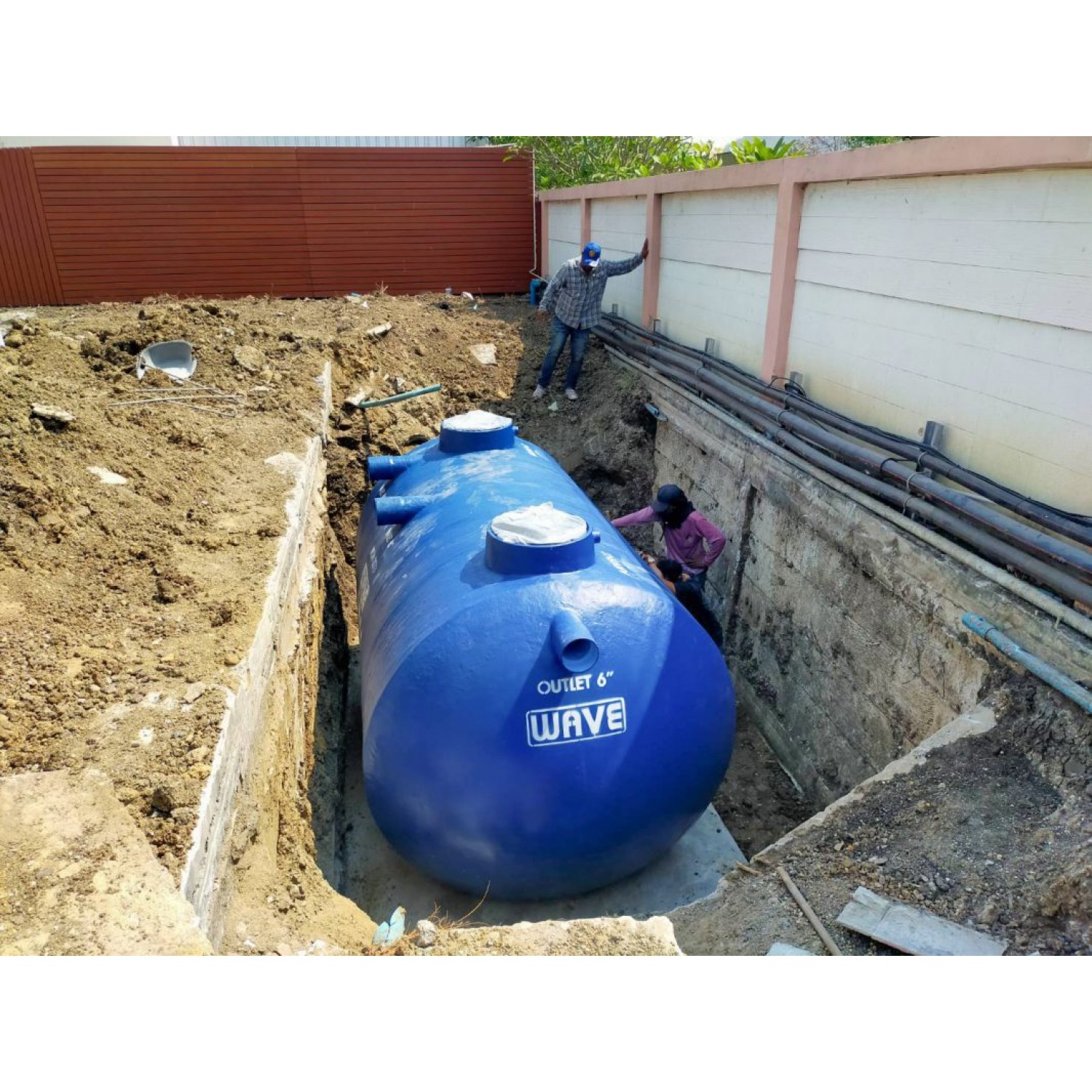 WAVE ถังบำบัดน้ำเสีย ชนิดไร้อากาศ เวฟ เมก้าทรีท รุ่น WSN1404-4000 ลิตร ทรงแคปซูล