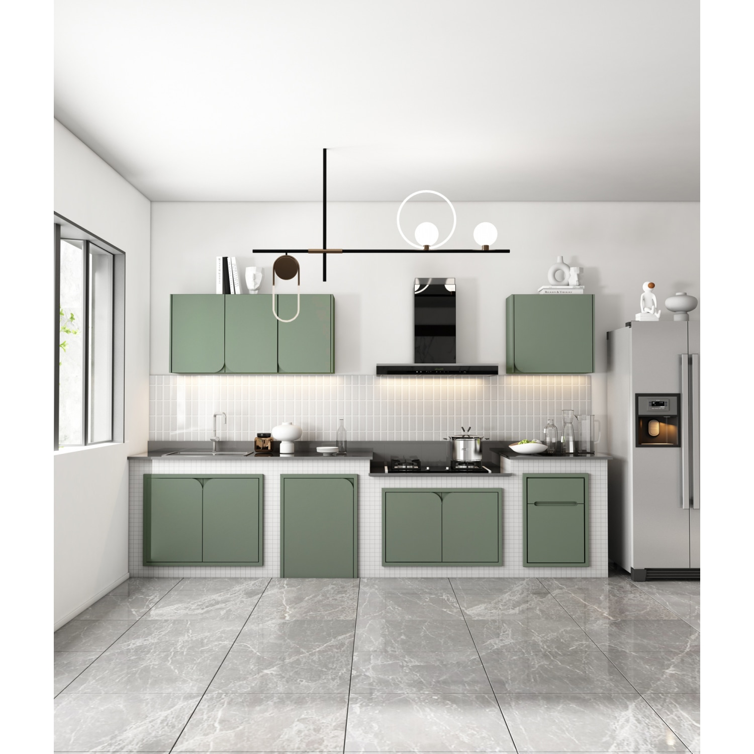 KITZCHO บานถังแก๊สพร้อมปีกวงกบเปิดซ้าย7050 KENCUHSFT7050LLE สีลีฟ