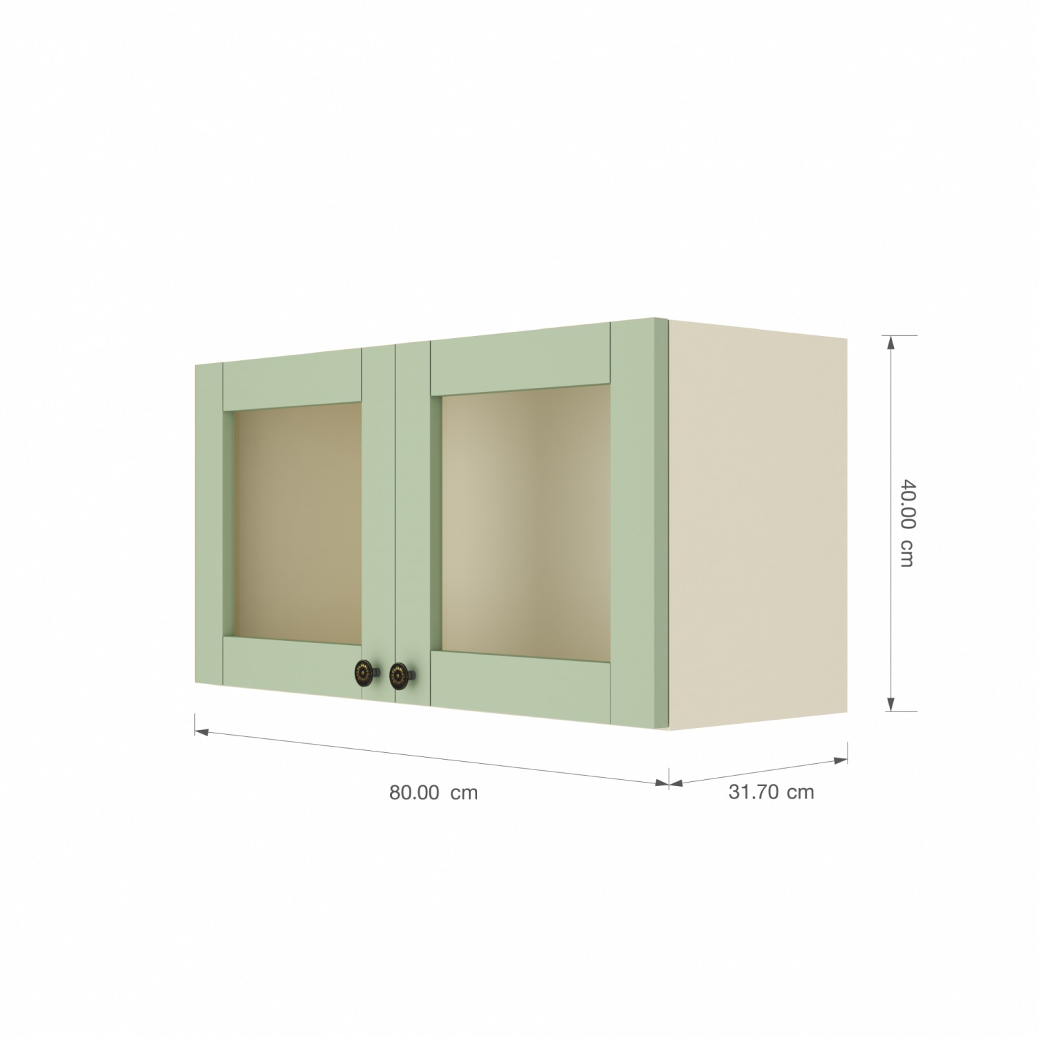 KITZCHO ตู้แขวนบานกระจกใสเปิดคู่4080 KECZORWGL4080XMG สีแมทกรีน