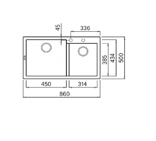 MEX METRIX อ่างล้างจานแกรนิต 2 หลุมไม่มีที่พัก รุ่น NES20BL
