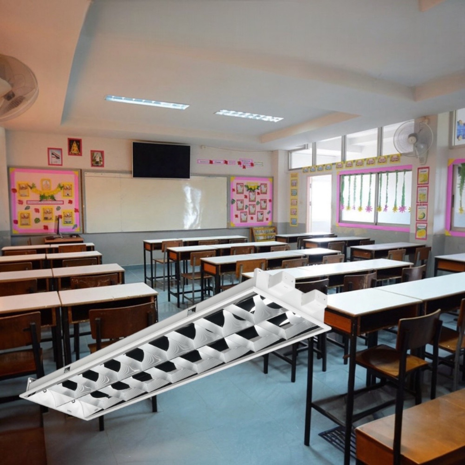 EILON โคมตะแกรงแบบติดฝัง ขนาด 30*120 CM FOR LED T8 DOUBLE END/OT รุ่น E-BPW-R120 (โคมเปล่า)