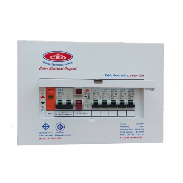 CEO เครื่องตัดไฟฟ้า 63A 5 ช่อง รุ่นป้องกันฟ้าผ่า