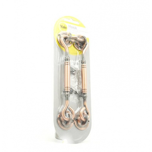 YALE ขอสับเหล็กกลึง 6"แพ็ค 2 รุ่น HK-90606ACP2 สีทองเหลืองรมดำ